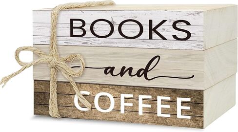 Decorative Books for Coffee Bar Decor, Wood Book Stack for Table Decor, Books and Coffee Decor Books for Home Living Room Bookshelf Office, Farmhouse Stacked Books Decor (L02) in Saudi Arabia