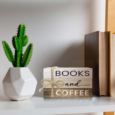 Decorative Books for Coffee Bar Decor, Wood Book Stack for Table Decor, Books and Coffee Decor Books for Home Living Room Bookshelf Office, Farmhouse Stacked Books Decor (L02) in Saudi Arabia