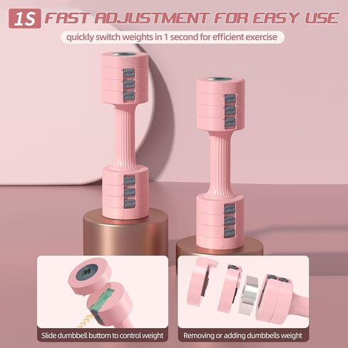 Adjustable Weights Dumbbells Set, Pink Free Weights Sets for Women, Easy to Adjust Dumbbell Weight Each 2/3/4/5 lb, Locking Buckle for Safety in Saudi Arabia