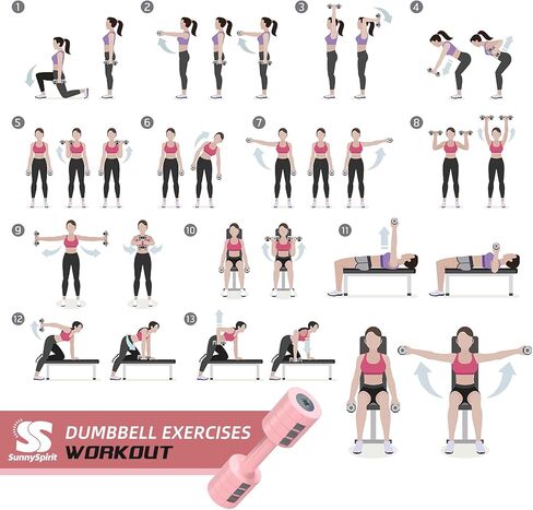 Adjustable Weights Dumbbells Set, Pink Free Weights Sets for Women, Easy to Adjust Dumbbell Weight Each 2/3/4/5 lb, Locking Buckle for Safety in Saudi Arabia