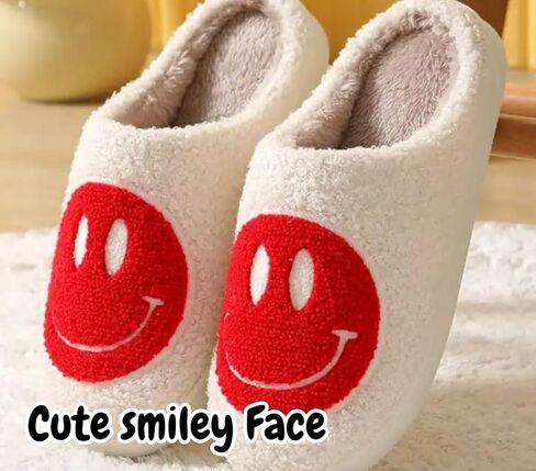 شباشب وجه سعيد للنساء من Smiles Face شباشب دافئة من القطيفة الناعمة الرجعية سهلة الارتداء، شباشب مريحة للاستخدام الداخلي والخارجي in Kuwait