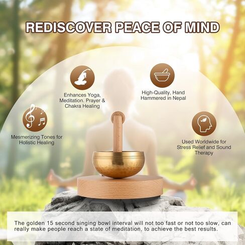 مجموعة أوعية الغناء التلقائي - أوعية الصوت التبتية الأصلية الحاصلة على براءة اختراع مطروقة يدويًا في نيبال للتأمل العميق، اليوغا شاكرا شفاء الذهن، وعاء الغناء التلقائي يجعل حر اليدين in Kuwait