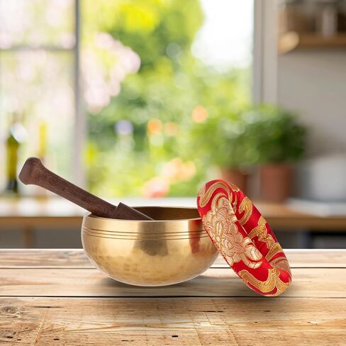 مجموعة أوعية الغناء التلقائي - أوعية الصوت التبتية الأصلية الحاصلة على براءة اختراع مطروقة يدويًا في نيبال للتأمل العميق، اليوغا شاكرا شفاء الذهن، وعاء الغناء التلقائي يجعل حر اليدين in Kuwait