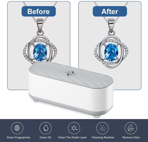 Ultrasonic Jewelry Cleaner,250 ML Portable Professional Household Ultrasonic Cleaning Machine for Jewelry for Cleaning Jewelry,Ring,Necklaces,Eyeglass,Watches,Razors,Makeup Brush,Coins, Dentures,Toys in Kuwait