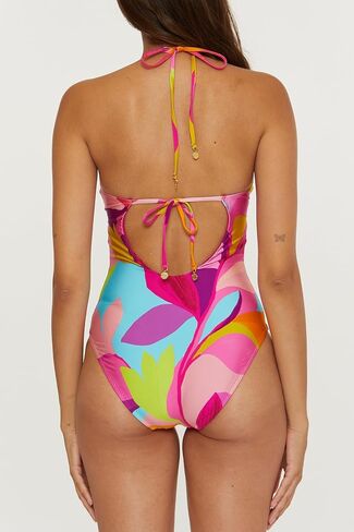 Trina Turk Women's Standard Lilleth One Piece Swimsuit, Plunge Neck, Floral Print, Bathing Suits in Saudi Arabia