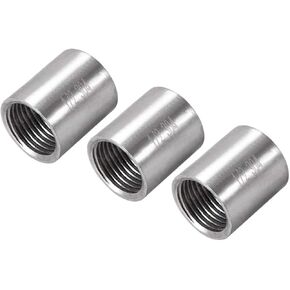 uxcell Stainless Steel 304 Cast Pipe Fittings Coupling Fitting 1/2 X 1/2 G Female 3pcs