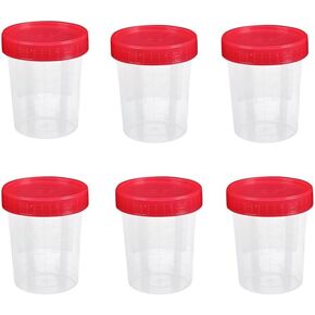 6 Pack Specimen Cups with Lids 120ml Disposable Urine Cup Container with Cap Scale Name Date Tag for Pregnancy Confirm Ovulation Test PH Pee Sample Collection
