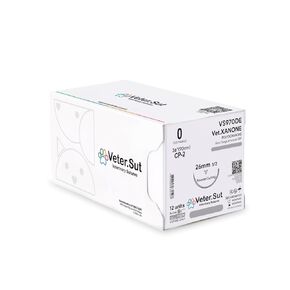 VeterSut VetXANONE Absorbable Polydioxanone Surgical Suture USP Size 0, (CP-2) 1/2 26mm Reverse Cutting Needle, 36 Inches (90 cm), 12 Count, Veterinary Use