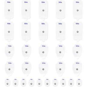 Premium Quality TENS Electrodes, 30 Pack Assortment with Small, Large and XL TENS Replacement Electrode Pads for TENS Units, Discount TENS Brand (Assortment, 30 Pack)