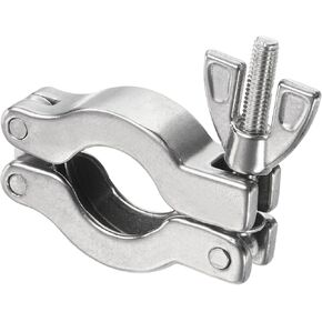 PATIKIL KF-16 Vacuum Clamp, 1 Pack 304 Stainless Steel Durable Double Pin Hose Clamp with Wing Nut for Ferrule, Silver