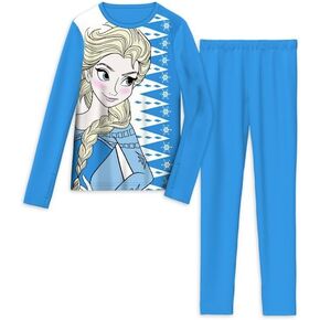 طقم ملابس داخلية حرارية من الأعلى والأسفل للفتيات من Cuddl Duds ClimateRight مكون من قطعتين (صغير 6-7، الأميرة إلسا) أزرق in Kuwait