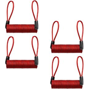 BESPORTBLE 4Pcs Security Disc Lock Reminder Cable Dual Loop Safety Self- Coiling Wire Bike Security Reminder Cable Tool for Motorcycle ATV Scooter Bicycle Brake 1. 5M