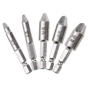 5 Pcs Extractor Drill Bits 4 in 1 Screw Guide Set Damaged Screw Extractor Kit Bolt Remover, Sizes #0 - #4