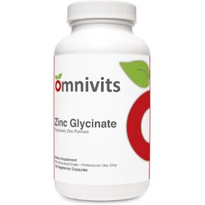 Zinc Glycinate | Zinc Bisglycinate Chelate 20mg | Immune Support, Antioxidant | 120 Vegetarian Capsules | Omnivits