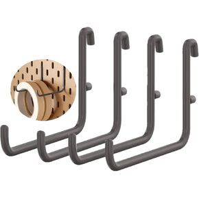 4 Pack L Style Pegboard Hooks,Pegboard Accessories,Pegboard Long Hooks 3.75" Hang Headphones or Brushes,Hammer or Broom, L Shape Peg Hooks Storage Hooks (Grey)