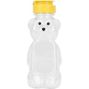 8 Oz Plastic Bear Honey Bottle Jars - Cute Squeeze Bottle with Flip-top Lid for Storing and Dispensing - Honey Containers Bear Cup-Yellow Flap Caps for Storing Dispensing