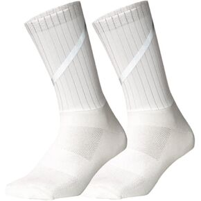 Cycling Socks for Men Sport Aero Socks Anti Slip Silicone Compression Socks with Reflective (White-new)