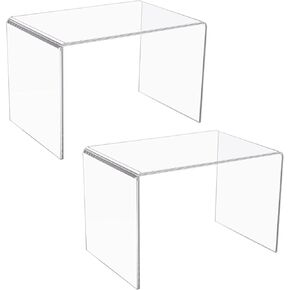 Jusalpha 2-Piece Clear Acrylic Riser For Retail, Shelf Showcase Fixtures for Jewelry, Display Stand for Amiibo Funko POP Figures, Cupcakes, Food Display, Riser#015 (12''x 7'' x 8'')…
