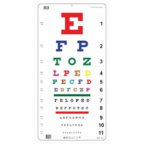 Snellen COLOR Eye Chart Non-Reflective Matte Finish Wall Eye Chart 20 Feet