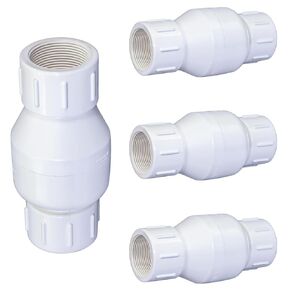 Midline Valve 4I2U12-4 PVC Inline Check Valve for Backflow Prevention; 1/2'' FIP; White Plastic (Pack of 4)