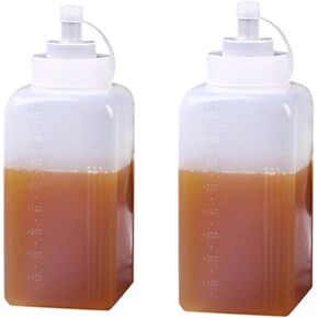 Large Caliber Squeeze Bottle, Large Sauce Bottle, Square SqueezeSauce Bottle, 800ML Jam Tomato Salad Sauce Bottle(2 pcs).