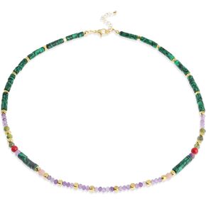 قلادات طويلة مطرزة بالحجر الطبيعي من فريجوتين للنساء والفتيات المراهقات - بوهو لذيذ مصنوع يدويًا من الطاقة الفيروزية والملكيت والكريستال والأحجار الكريمة والخرز الذهبي وسلسلة بيان إكسسوارات الشاطئ وهدايا مجوهرات الحفلات الراقصة in Kuwait