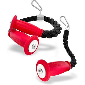Ergonomic Grip Tricep Rope Cable Attachments Combo: One 30" Rope & One 16.5" Single Grip Rope, Comfort Non-Slip, Reducing Wrist Pressure & Rubs, Easy to Clean, Gym Pull Machine Accessory