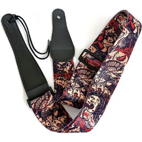 فاسق الفن الغيتار حزام أحمر بارد الملحقات الغيتار حزام الكتف قابل للتعديل مع نهايات جلدية لباس الغيتار الصوتية والكهربائية هدية للرجال in Kuwait