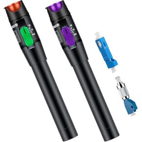 MSDADA قطعتان من محدد الأخطاء البصرية + مجموعة محول SC/LC+FC/LC، محول أحادي الوضع 9/125um، مقياس اختبار كابل الألياف الضوئية لصيانة هندسة الاتصالات (أخضر + أرجواني) in Kuwait