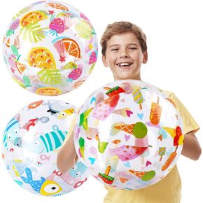 3 Pack Beach Balls, 20 Inch Beach Balls for Kids & Adults,Large Beach Ball Inflatable Pool Toys for Party Supplies Decorations,Swimming Pool Water Games Toys