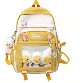 Sopnorm Kawaii Girls Backpack with Pins and Accessories Cute Kids Aesthetic Backpack Teen Bookbags