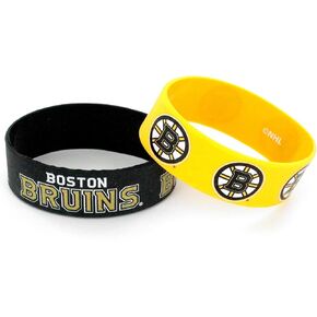 aminco boys Silicone Rubber Set, 2-Pack sports fan bracelets, Team Colors, Boston Bruins US