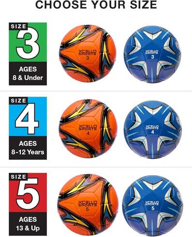 كرة قدم مقاس 5، عبوة من قطعتين (أزرق/فضي، برتقالي/أزرق/أصفر) مع مضخة in Kuwait