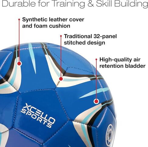 كرة قدم مقاس 5، عبوة من قطعتين (أزرق/فضي، برتقالي/أزرق/أصفر) مع مضخة in Kuwait