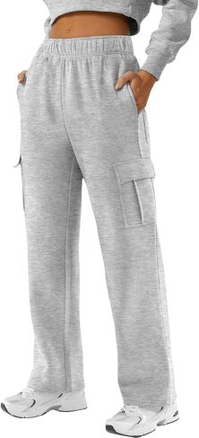 ATHMILE Womens Cargo Sweatpants Casual Baggy Fleece High Waisted Joggers Pants in Saudi Arabia