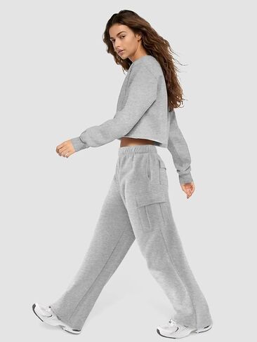 ATHMILE Womens Cargo Sweatpants Casual Baggy Fleece High Waisted Joggers Pants in Saudi Arabia