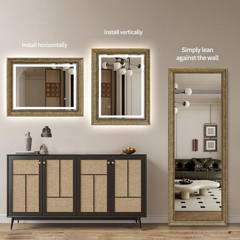 Full Length Mirror 67"x 26", Floor Mirror Beaded Frame with Stand Wall-Mounted or Leaning, Stand Up Mirror Full Large Body Mirror Big Tall Full Mirror for Bedroom (Beaded Brown) in Saudi Arabia