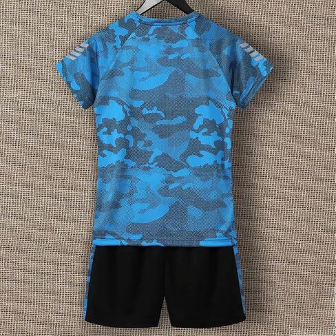 Jellyuu Boys Summer Clothing Sets Kids Outfit Set Camouflage Short Sleeve T-Shirt+ Shorts Sportswear 3-13Years in Kuwait