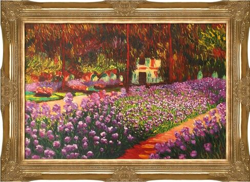 حديقة الفنان La Pastiche في جيفرني من تصميم كلود مونيه مع لوحة فنية جدارية زيتية بإطار ذهبي فيكتوري، 44 بوصة × 32 بوصة in Kuwait