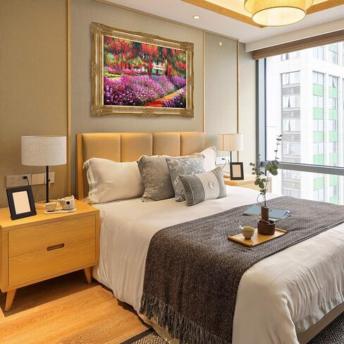 حديقة الفنان La Pastiche في جيفرني من تصميم كلود مونيه مع لوحة فنية جدارية زيتية بإطار ذهبي فيكتوري، 44 بوصة × 32 بوصة in Kuwait