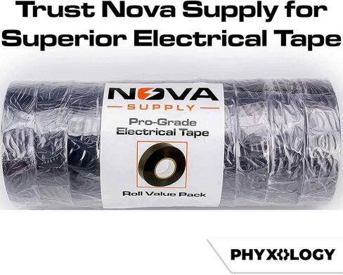 شريط كهربائي أسود بدرجة احترافية 3 قطع. 3/4 بوصة × 60 قدم. مصنوع من الفينيل المقاوم للهب والأشعة فوق البنفسجية والطقس. حاصلة على شهادة UL وCSA للاستخدامات الصناعية العازلة حتى 600 فولت in Kuwait