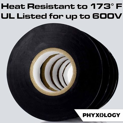 شريط كهربائي أسود بدرجة احترافية 3 قطع. 3/4 بوصة × 60 قدم. مصنوع من الفينيل المقاوم للهب والأشعة فوق البنفسجية والطقس. حاصلة على شهادة UL وCSA للاستخدامات الصناعية العازلة حتى 600 فولت in Kuwait