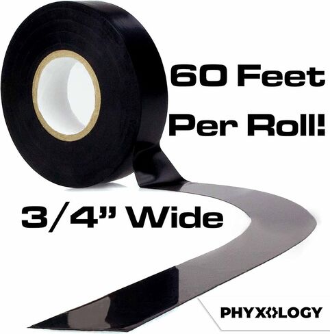 شريط كهربائي أسود بدرجة احترافية 3 قطع. 3/4 بوصة × 60 قدم. مصنوع من الفينيل المقاوم للهب والأشعة فوق البنفسجية والطقس. حاصلة على شهادة UL وCSA للاستخدامات الصناعية العازلة حتى 600 فولت in Kuwait