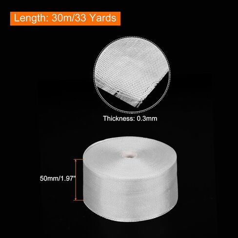 MECCANIXITY 1pcs Fiberglass Cloth Tape 30m(33 Yard) x50mmx0.3mm E Glass Fiber Fiberglass Mesh Glass Fiber Mesh Woven Fiberglass Fabrics Insulation Tape for Reinforcement Repair in Saudi Arabia