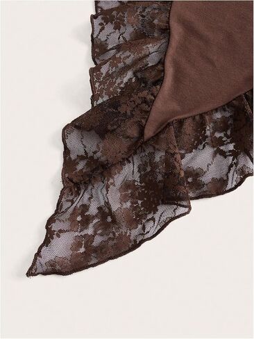 فستان نسائي قصير من Verdusa مزين بكشكشة ودانتيل متباين ورباط غير متماثل in Kuwait