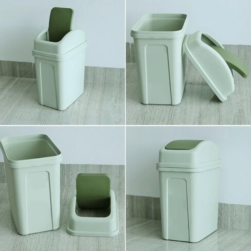 7 Liter / 1.8 Gallon Plastic Trash Can, Small Garbage Can with Swing Lid (Green) in Saudi Arabia