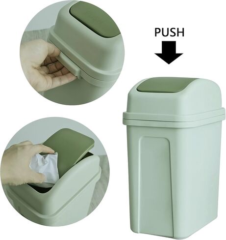 7 Liter / 1.8 Gallon Plastic Trash Can, Small Garbage Can with Swing Lid (Green) in Saudi Arabia