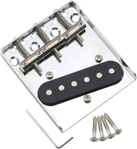 Bridge 3 Saddle with Pickup for Fender Telecaster Vintage Style Electric Guitar Parts Replacemen,Chrome in Kuwait