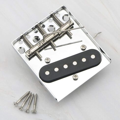 Bridge 3 Saddle with Pickup for Fender Telecaster Vintage Style Electric Guitar Parts Replacemen,Chrome in Kuwait