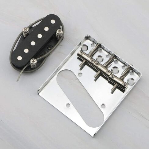 Bridge 3 Saddle with Pickup for Fender Telecaster Vintage Style Electric Guitar Parts Replacemen,Chrome in Kuwait